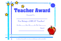 Teacher Award Template - Calep.midnightpig.co Intended For inside Best Dressed Certificate Templates