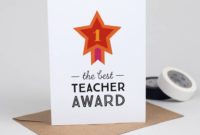 &amp;#039;The Best Teacher Award&amp;#039; Cardlaura Danby inside Best Teacher Certificate