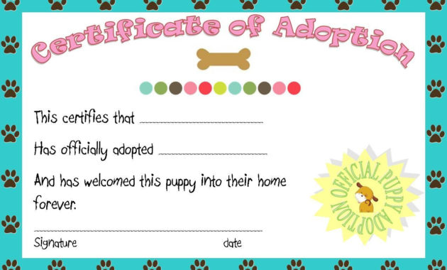 The Exciting Puppy Party Adoption Certificate Printable in Fantastic Stuffed Animal Birth Certificate Templates
