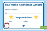 This Week'S Attendance Winners Certificate (Teacher Made) for Top Baby Shower Winner Certificates