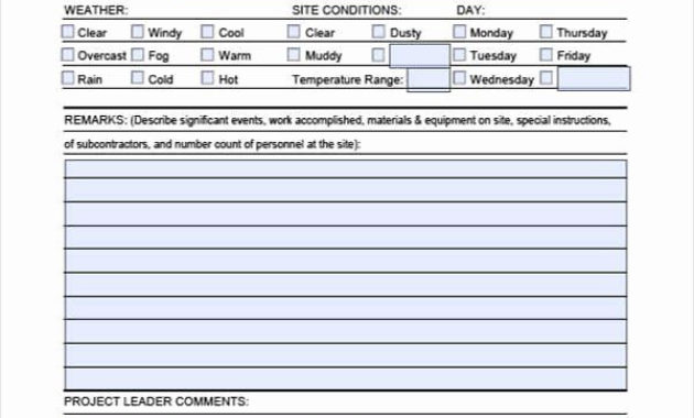 Top Construction Daily Work Log Template