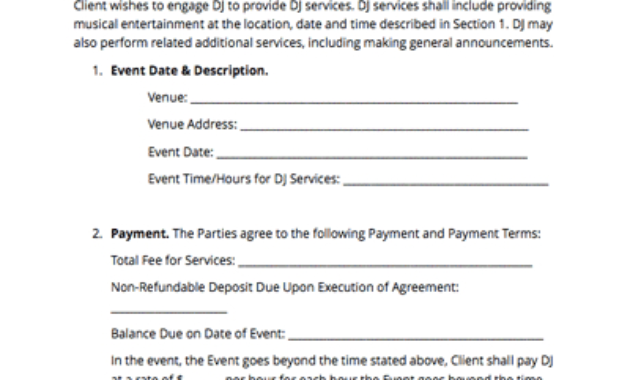 Top Contract For Dj Services Template