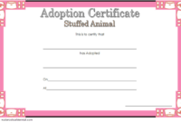 Unique Stuffed Animal Adoption Certificate Editable Templates within Stuffed Animal Adoption Certificate Template Free