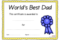 World'S Best Dad Certificates | Special Days | Eyfs, Ks1, Ks2 inside Simple Best Dad Certificate Template