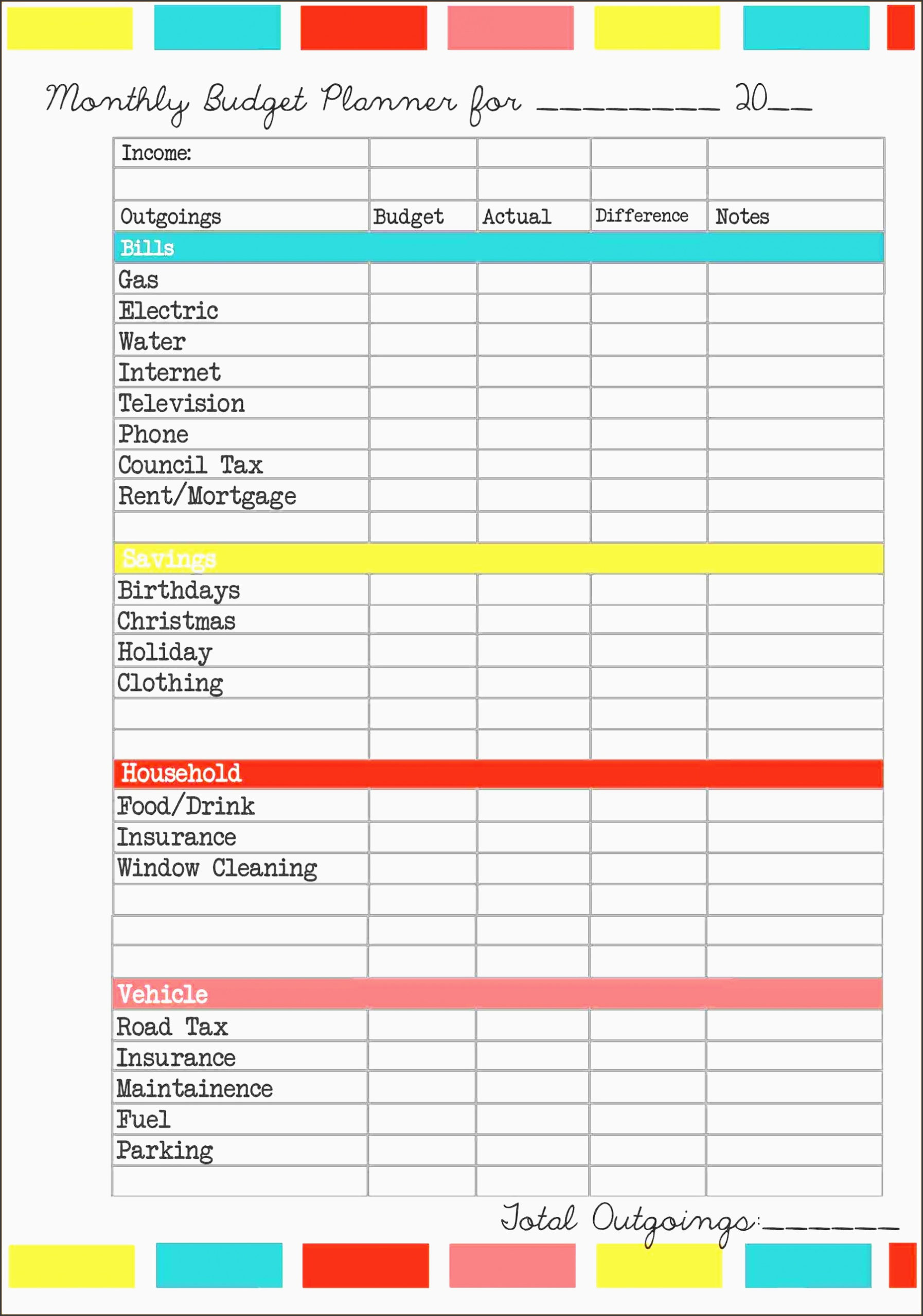 Best Monthly Budget Planner Template Free