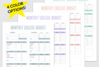 Fascinating College Budget Planner Template