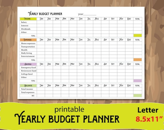 Fresh Yearly Budget Planner Template Free