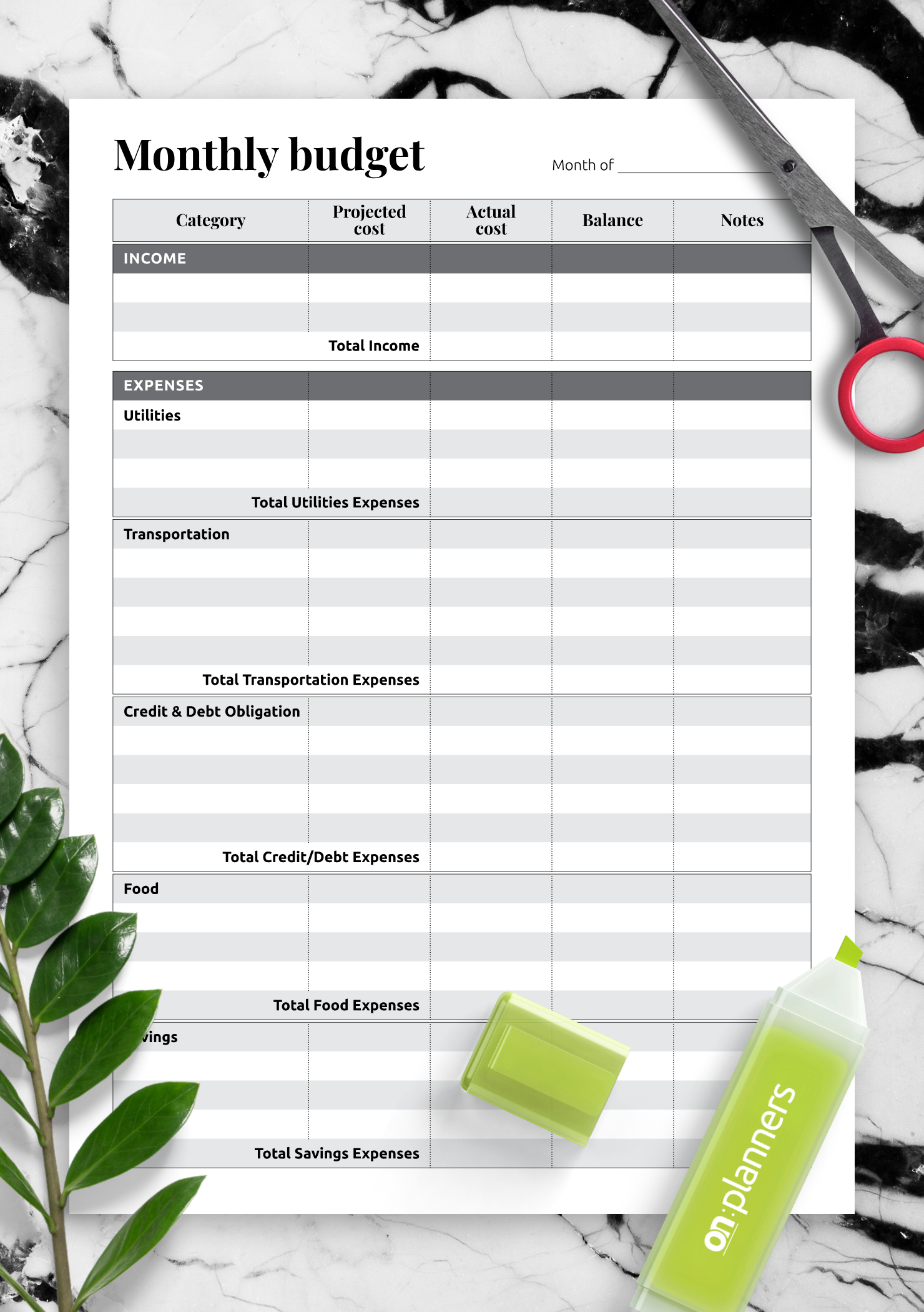 New Budgeting Planner Template