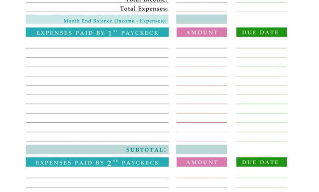 Professional Budget Planner Templates Printable