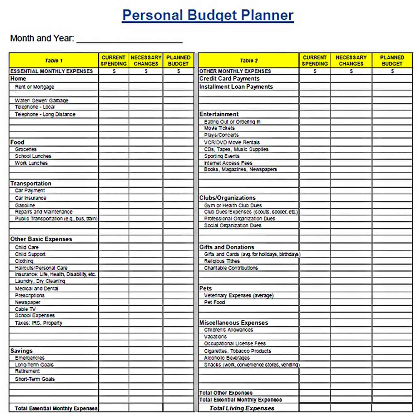 Professional Finance Budget Planner Template
